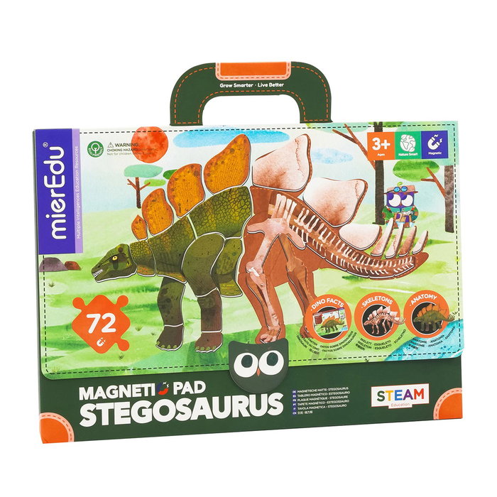 MIEREDU Maletín Magnético Tablette Éducative Stegosaurus Me0542, Jeu sans Écran pour Enfants 3+ avec 6 Langues
