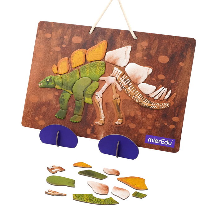 MIEREDU Maletín Magnético Tablette Éducative Stegosaurus Me0542, Jeu sans Écran pour Enfants 3+ avec 6 Langues