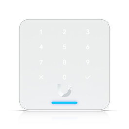 Ubiquiti Lecteur de badges NFC avec clavier tactile, support Apple Touch Pass, Bluetooth 4.1, alimentation PoE, port RJ45 10/100 Mbits/s, 44-57V DC, boutons capacitifs, IP55, blanc
