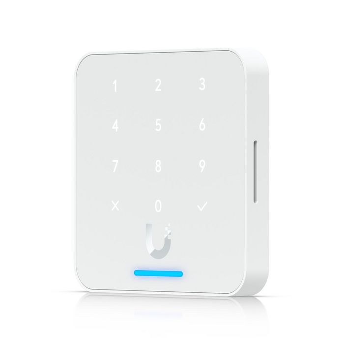 Ubiquiti Lecteur de badges NFC avec clavier tactile, support Apple Touch Pass, Bluetooth 4.1, alimentation PoE, port RJ45 10/100 Mbits/s, 44-57V DC, boutons capacitifs, IP55, blanc Ubiquiti Lecteur de badges NFC avec clavier tactile, support Apple Touch Pass, Bluetooth 4.1, alimentation PoE, port RJ45 10/100 Mbits/s, 44-57V DC, boutons capacitifs, IP55, blanc