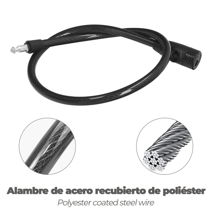 WOLFPACK LINEA PROFESIONAL Câble de vélo avec clé 12 mm x 80 cm