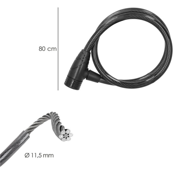 WOLFPACK LINEA PROFESIONAL Câble de vélo avec clé 12 mm x 80 cm