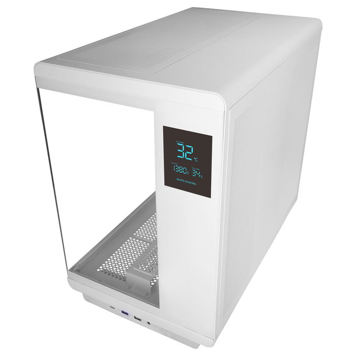 Mars gaming MCREVPROW Boîtier Midi Tower Blanc avec Écran LCD 4,3 pouces