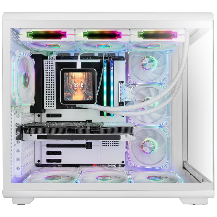 Mars gaming MCREVPROW Boîtier Midi Tower Blanc avec Écran LCD 4,3 pouces