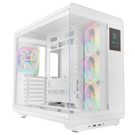 Mars gaming MCREVPROW Boîtier Midi Tower Blanc avec Écran LCD 4,3 pouces