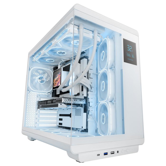Mars gaming MCREVPROW Boîtier Midi Tower Blanc avec Écran LCD 4,3 pouces
