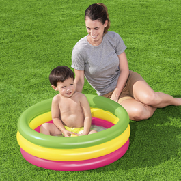 Bestway Piscine Gonflable Enfant 3 Anneaux Sol Rembourré 70x24 cm +2 Ans Jardin 51128
