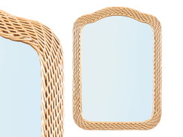 Giftdecor Miroir Rectangulaire Bord Rattan Naturel 72x38x52 cm Verre (Set de 4)