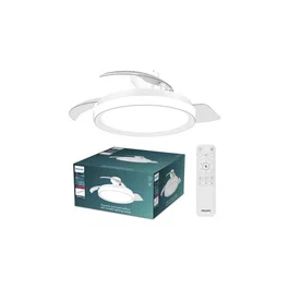 Philips Bliss Ventilateur de plafond blanc avec LED et télécommande - Pales rétractables - 106 cm