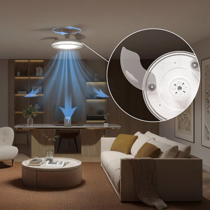 Philips Bliss Ventilateur de plafond blanc avec LED et télécommande - Pales rétractables - 106 cm Philips Bliss Ventilateur de plafond blanc avec LED et télécommande - Pales rétractables - 106 cm
