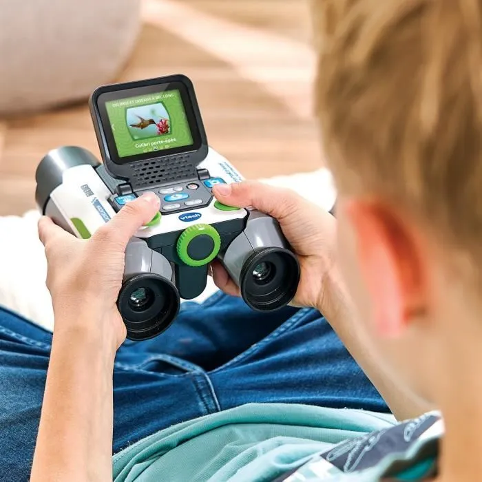 Vtech Genius XL - Jumelles vidéo interactives pour enfants avec écran couleur 2,4" rabattable, 6 modes de jeu et observation de la nature