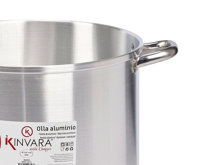 Kinvara Marmite en aluminium 32 cm 20 L – Argent – Compatible gaz, four et lave-vaisselle (Set de 2) Kinvara Marmite en aluminium 32 cm 20 L – Argent – Compatible gaz, four et lave-vaisselle (Set de 2)