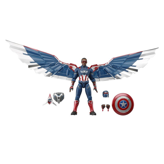 Hasbro Marvel G0158 - Figurine Articulée Capitaine Amérique (Sam Wilson) Captain America: Brave New World - 15 cm avec 7 Accessoires (Ailes, Écu)