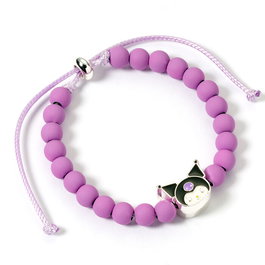THE CARAT SHOP - Bracelet Hello Kitty et Kuromi ajustable (17-21 cm) en alliage de zinc avec perles violettes et charm émaillé