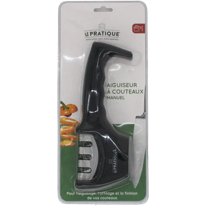 Le Pratique Aiguiseur Manuel pour Couteaux avec 3 Surfaces Abrasives