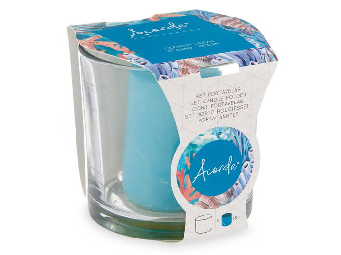 Acorde Porte-bougie Cube Océan 10x10x10 cm Bleu (Set de 6)