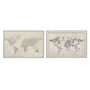Home ESPRIT Toile Beige Mappemonde Loft 120 x 3,7 x 80 cm (2 Unités)