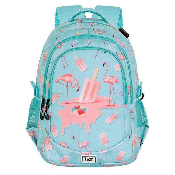 OMP! Run Plus Backpack - Sac à dos Ice Flamin avec port USB, compartiment pour laptop et ventilation - 44x34x21 cm - Turquoise