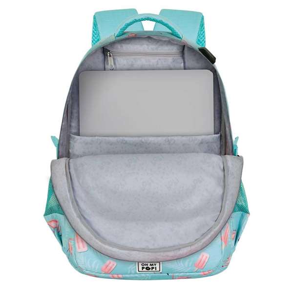 OMP! Run Plus Backpack - Sac à dos Ice Flamin avec port USB, compartiment pour laptop et ventilation - 44x34x21 cm - Turquoise