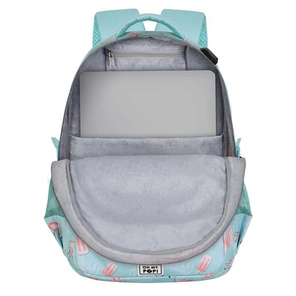 OMP! Run Plus Backpack - Sac à dos Ice Flamin avec port USB, compartiment pour laptop et ventilation - 44x34x21 cm - Turquoise
