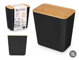 KINVARA Lot de 12 Bocaux Rectangulaires Bas Noir-Marron 1L
