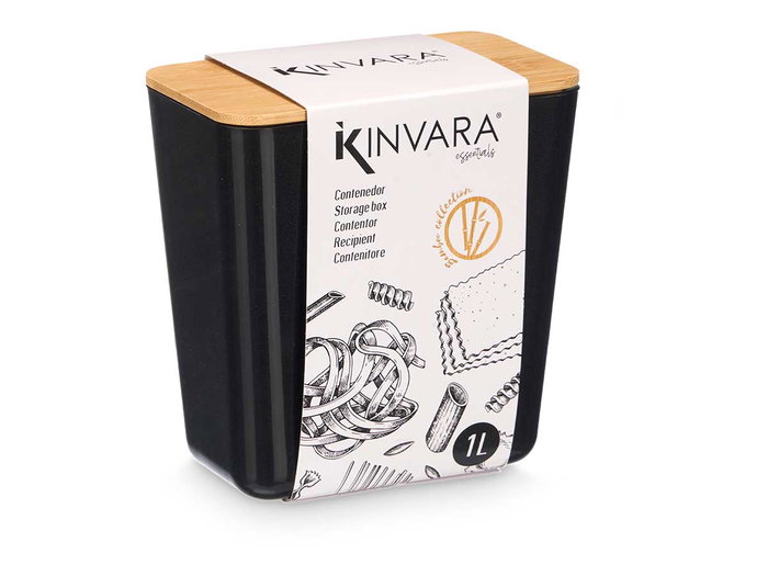 KINVARA Lot de 12 Bocaux Rectangulaires Bas Noir-Marron 1L