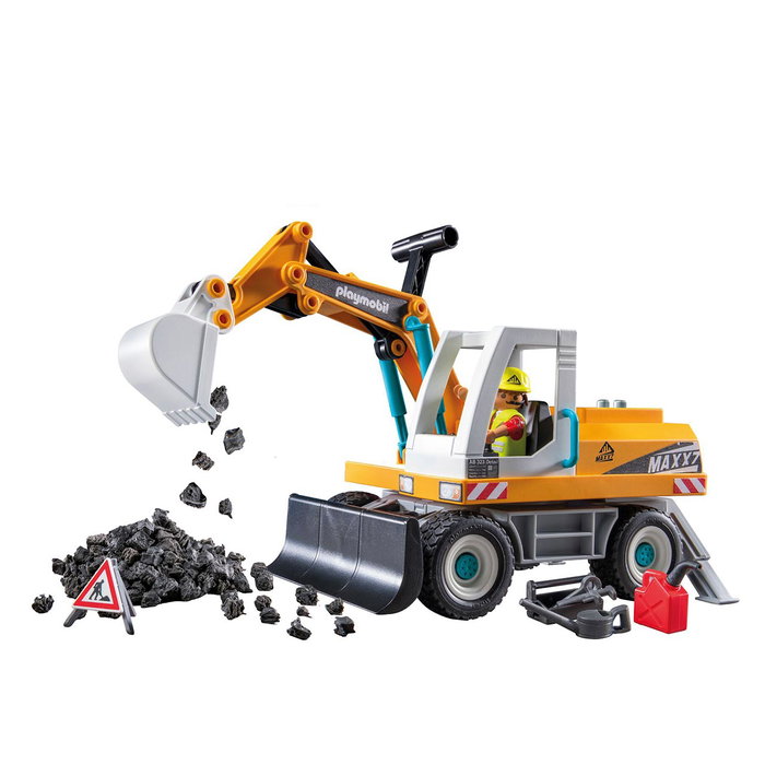 PLAYMOBIL Action Heroes Jeu de construction - Excavadora Grande avec cabine pivotante et pelle mobile - Pour enfants 4 ans et plus - 71749