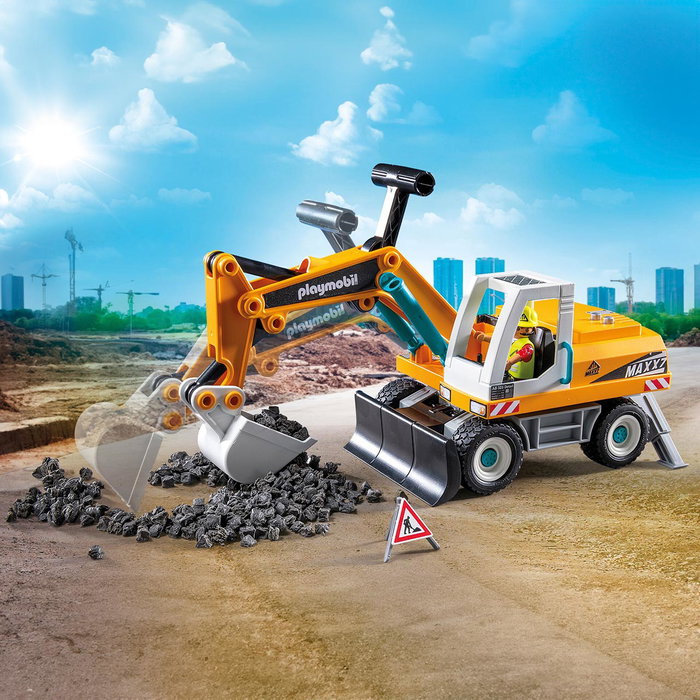 PLAYMOBIL Action Heroes Jeu de construction - Excavadora Grande avec cabine pivotante et pelle mobile - Pour enfants 4 ans et plus - 71749