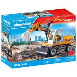 PLAYMOBIL Action Heroes Jeu de construction - Excavadora Grande avec cabine pivotante et pelle mobile - Pour enfants 4 ans et plus - 71749
