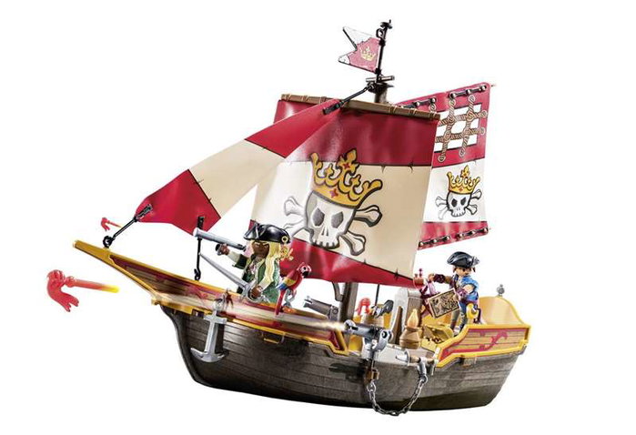 Playmobil Barco Pirata - Bateau Pirate avec Figurines, Accessoires et Cofre au Trésor - Jouet pour Enfants à Partir de 4 Ans