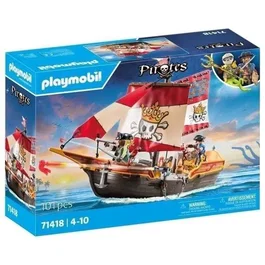 Playmobil 71418 Chaloupe de pirates avec personnages et canons, jeu de construction pour enfants dès 4 ans