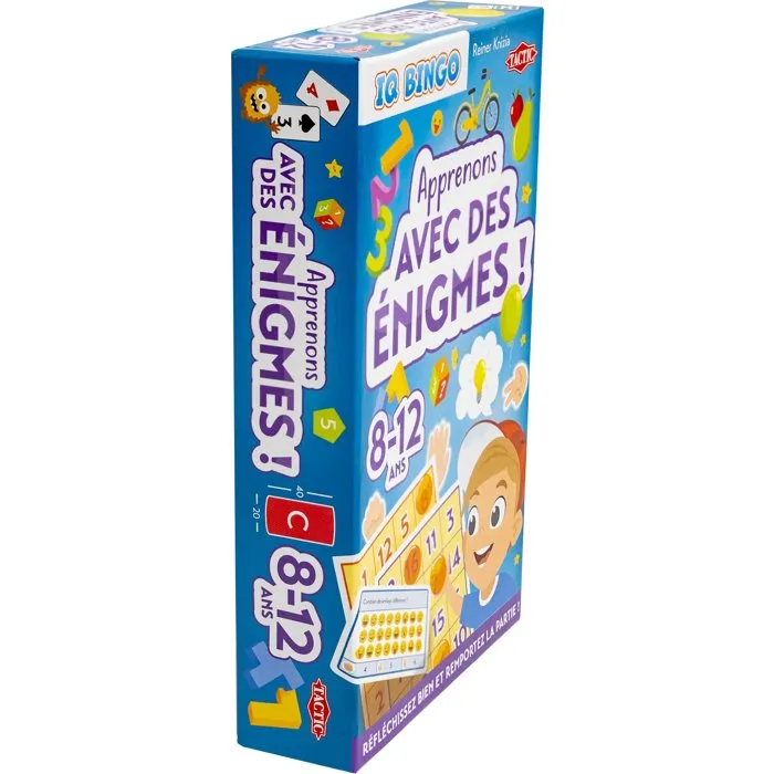 Tactic IQ Bingo - Apprenons avec des Énigmes - Jeu de Société - 2 Joueurs - De 8 à 12 Ans