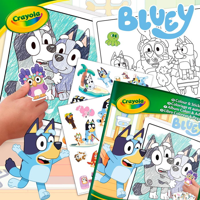 Crayola - Livre de coloriage Bluey avec stickers, 32 pages, à partir de 3 ans, référence 04-2664 Crayola - Livre de coloriage Bluey avec stickers, 32 pages, à partir de 3 ans, référence 04-2664