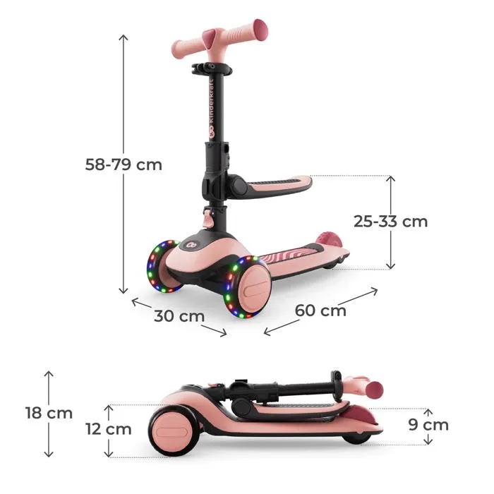 Kinderkraft HALLEY 2 Trottinette 2 en 1 Rose avec siège amovible Kinderkraft HALLEY 2 Trottinette 2 en 1 Rose avec siège amovible