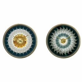 Horloge Murale DKD Home Decor Verre Doré Turquoise Fer Moderne (2 Unités) (40 x 6 x 40 cm)