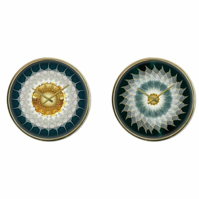 Horloge Murale DKD Home Decor Verre Doré Turquoise Fer Moderne (2 Unités) (40 x 6 x 40 cm) Horloge Murale DKD Home Decor Verre Doré Turquoise Fer Moderne (2 Unités) (40 x 6 x 40 cm)