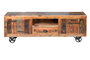 GINER Y COLOMER Meuble TV en bois recyclé multicolor 160x55x40 cm, 2 portes et 1 tiroir sur roulettes