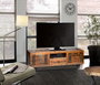 GINER Y COLOMER Meuble TV en bois recyclé multicolor 160x55x40 cm, 2 portes et 1 tiroir sur roulettes
