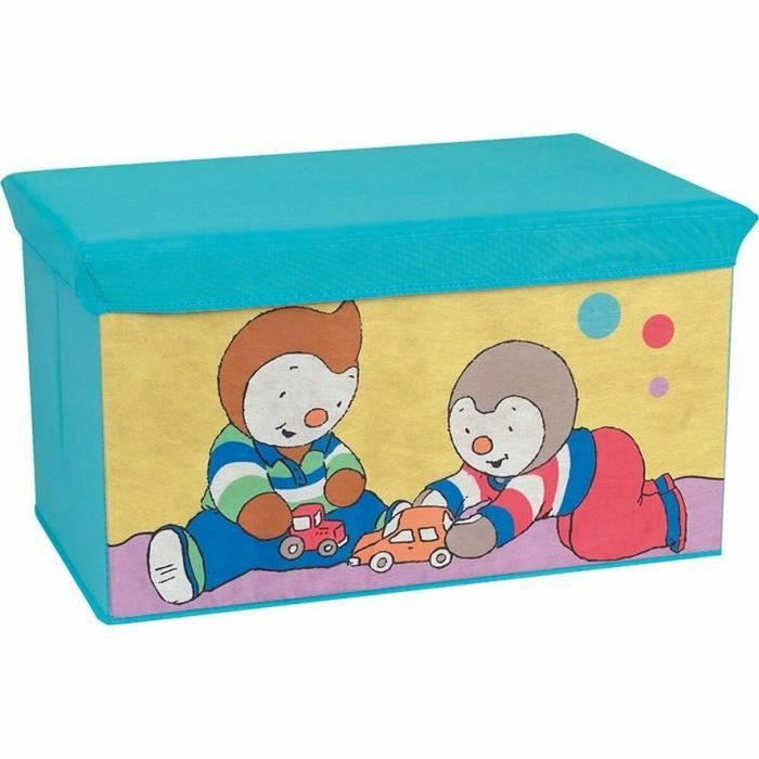 Fun House Coffre à jouets pliable T'Choupi - Bleu turquoise et jaune Fun House Coffre à jouets pliable T'Choupi - Bleu turquoise et jaune