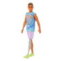 Barbie Ken Fashionista Poupée avec Prothèse de Jambe Hjt11 - Cheveux Bruns, Tenue Los Angeles - Multilingue