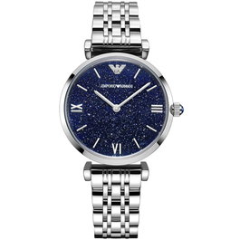 Armani AR11091 avec cadran bleu et bracelet argenté
