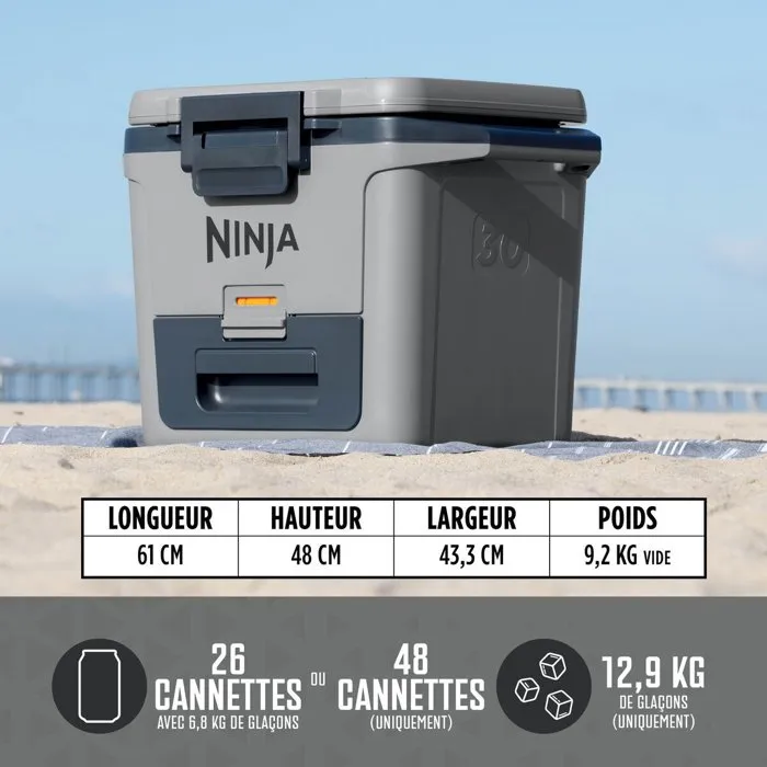 Ninja FrostVault Glacière Roulante Rigide 28L Grise