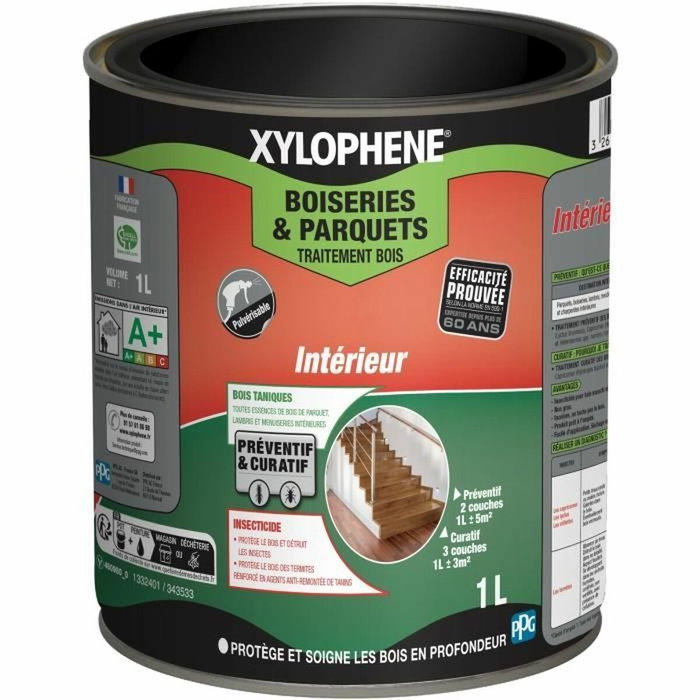 Xylophene Traitement pour Boiseries et Parquets Blanc Mat 1L