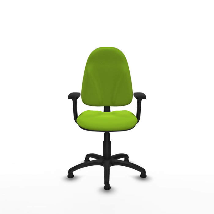 Chaise Algarra Contact permament de base Cuir écologique Vert pistache Structure polyamide noire Accoudoir 2D Sans appui-tête Patins de chaises