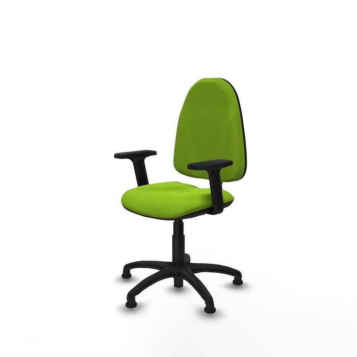 Chaise Algarra Contact permament de base Cuir écologique Vert pistache Structure polyamide noire Accoudoir 2D Sans appui-tête Patins de chaises