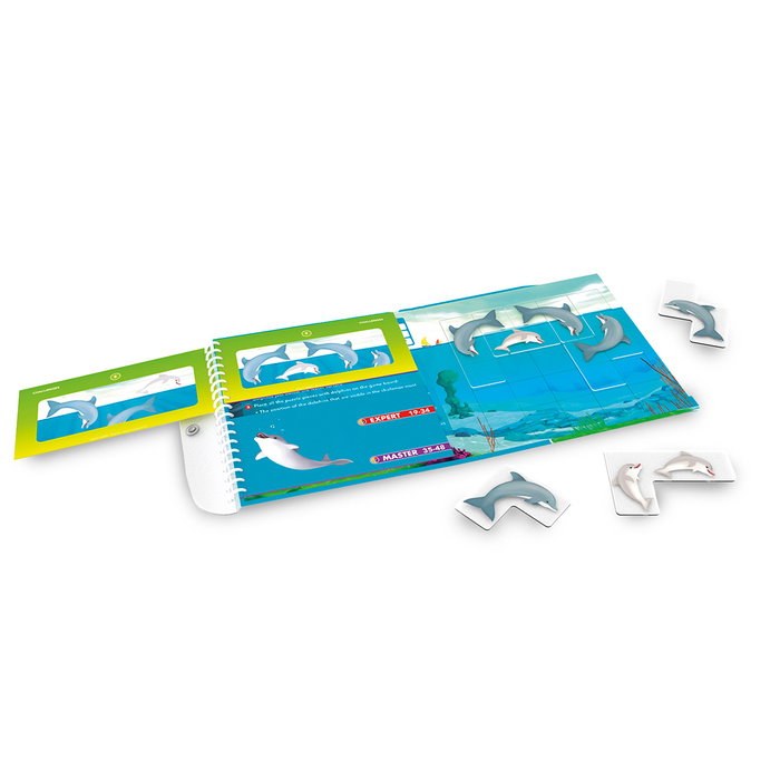 Smart Games Flippin' Dolphins Sgt310 - Jeu de puzzles de voyage avec pièces magnétiques - 48 défis - À partir de 7 ans