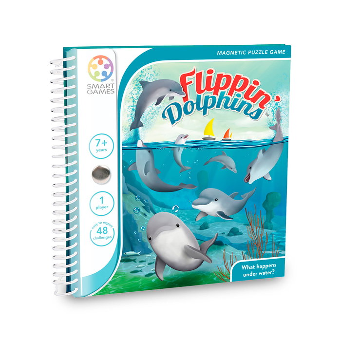 Smart Games Flippin' Dolphins Sgt310 - Jeu de puzzles de voyage avec pièces magnétiques - 48 défis - À partir de 7 ans
