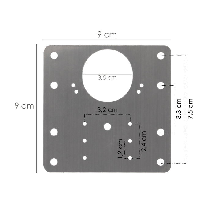 WOLFPACK LINEA PROFESIONAL Plaque de réparation pour charnières à tasseau 9x9 cm WOLFPACK LINEA PROFESIONAL Plaque de réparation pour charnières à tasseau 9x9 cm