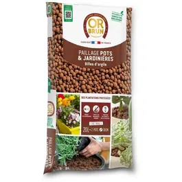 Or Brun - Billes d'argile expansées - Favorise le drainage et aère le sol - Conserve l'humidité - Pour pots et jardinières - 20 litres