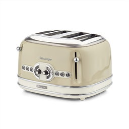 Ariete 156/03 - Tostador 4 ranuras beige - Grille-pain 4 tranches couleur beige avec 6 niveaux de cuisson, fonction décongélation/réchauffage et tiroir ramasse-miettes amovible